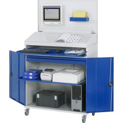 RAU Computer-Schrank, Tastaturauszug, Doppel-Flügeltür, Lochplattenrückwand, Schubladenanzahl x H x B: 1 x 80 x 1.020 mm, mobil