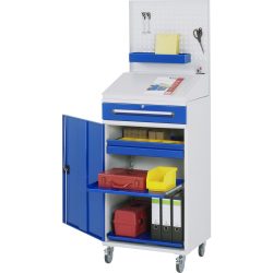RAU mobiles Rollpult, HxBxT 1.235-1.895 x 650 x 520 mm, Schubladen 1 x 80, 1 x 120 mm
