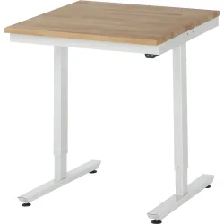 Rau Arbeitstisch Adlatus, elektrisch höhenverstellbar, 25 mm geölte Massivholzplatte, bis 150 kg, B 750 x T 800 x H 720-1120 mm, Buche/lichtgrau