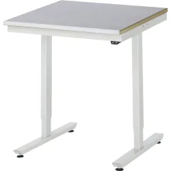 RAU elektrisch höhenverstellbarer Werktisch Serie adlatus 150, HxBxT 720-1.120 x 750 x 800 mm, Arbeitsplatte Stahlblech-Belag