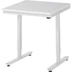 Rau Arbeitstisch Adlatus, elektrisch höhenverstellbar, 22 mm Spanplatte mit Melaminbelag, bis 150 kg, B 750 x T 800 x H 720-1120 mm, lichtgrau