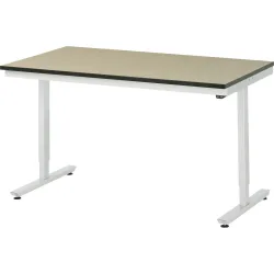 Rau Arbeitstisch Adlatus, elektrisch höhenverstellbar, 22 mm MDF-Platte, bis 150 kg, B 1500 x T 800 x H 720-1120 mm, braun/lichtgrau