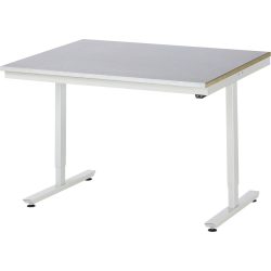 RAU elektrisch höhenverstellbarer Werktisch Serie adlatus 150, HxBxT 720-1.120 x 1.250 x 1.000 mm, Arbeitsplatte Edelstahlblech-Belag