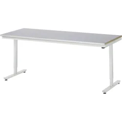 RAU elektrisch höhenverstellbarer Werktisch Serie adlatus 150, HxBxT 720-1.120 x 2.000 x 800 mm, Arbeitsplatte Edelstahlblech-Belag