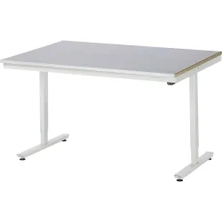 RAU elektrisch höhenverstellbarer Werktisch Serie adlatus 150, HxBxT 720-1.120 x 1.500 x 1.000 mm, Arbeitsplatte Edelstahlblech-Belag
