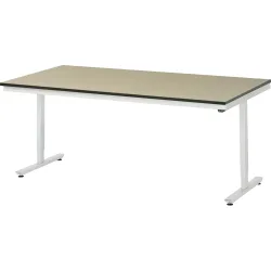 Rau Arbeitstisch Adlatus, elektrisch höhenverstellbar, 22 mm MDF-Platte, bis 150 kg, B 2000 x T 1000 x H 720-1120 mm, braun/lichtgrau