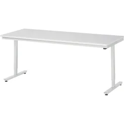 Rau ESD-Arbeitstisch Adlatus, elektrisch höhenverstellbar, 28 mm Spanplatte mit Melaminbelag, bis 150 kg, B 2000 x T 800 x H 720-1120 mm, lichtgrau