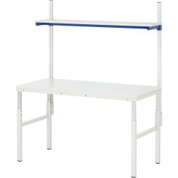 RAU Arbeitstisch Serie E, mit Etagenbord, HxBxT 650-1.000 x 1.800 x 900 mm, Arbeitsplatte EGB-Melamin-Belag