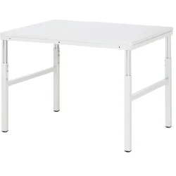 Rau ESD-Basistisch Serie E, manuell höhenverstellbar, 28 mm Spanplatte mit Melaminbelag, bis 450 kg, B 1200 x T 900 x H 650-1000 mm, lichtgrau