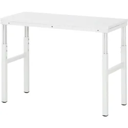 Rau Basistisch Serie E, manuell höhenverstellbar, 22 mm Spanplatte mit Melaminbelag, bis 450 kg, B 1200 x T 500 x H 650-1000 mm, lichtgrau