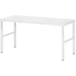 Rau Basistisch Serie E, manuell höhenverstellbar, 22 mm Spanplatte mit Melaminbelag, bis 450 kg, B 1800 x T 700 x H 650-1000 mm, lichtgrau