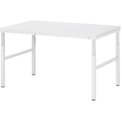 Rau Basistisch Serie E, manuell höhenverstellbar, 22 mm Spanplatte mit Melaminbelag, bis 450 kg, B 1500 x T 900 x H 650-1000 mm, lichtgrau