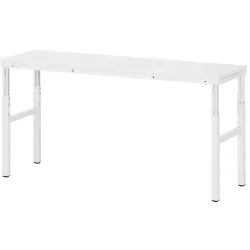 Rau Basistisch Serie E, manuell höhenverstellbar, 22 mm Spanplatte mit Melaminbelag, bis 450 kg, B 1800 x T 500 x H 650-1000 mm, lichtgrau