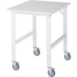 Fahrbarer Arbeitstisch, Gestell 60 x 30 mm, Platten-BxT 750 x 1000 mm, Melaminplatte RAU
