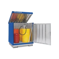 SAFE Master® Gefahrstoff-Depot, verzinkt und lackiert, 4x 200 l, HxBxT 1.610 x 1.420 x 1.490 mm, enzianblau