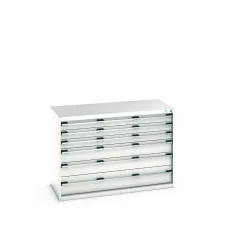 bott cubio Schubladenschrank, Schubladen 3x100 + 2x150 x 1x200 mm, TK je 75 kg, Breite 1.300 mm, lichtgrau