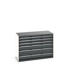 bott cubio Schubladenschrank, Schubladen 3x100 + 2x150 + 1x200 mm, TK je 200 kg, Breite 1.300 mm, anthrazitgrau