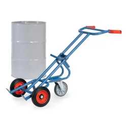 fetra® Fasskarre, Tragkraft 300 kg, mit Stützrolle, Vollgummi-Bereifung