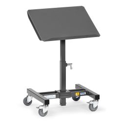 ESD-Materialständer, mit Rollen, höhenverstellbar, 15 °/30 ° neigbar, Stahl, L 510 x B 410 x H 755-1105 mm