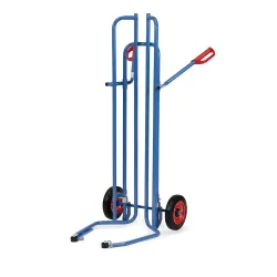 fetra® Reifenkarre aus Stahl, Tragkraft 200 kg, für 8 Reifen, mit Anlaufrollen, Vollgummi-Bereifung