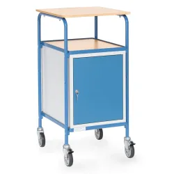 fetra® Rollpult mit Schrank, 4 Lenkrollen, Flügeltür, 3 Böden, Schreibfläche 605 x 591 mm