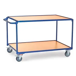 fetra® Tischwagen, TK 300 kg, 2 Etagen à 1.200 x 800 mm, waagerechter Schiebebügel