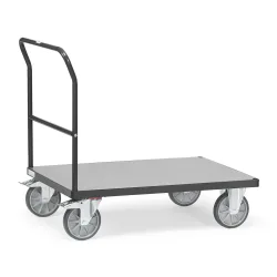 Schiebebügelwagen, Stahl/Holz, anthrazitgrau, bis 600 kg, B 1000 x T 700 mm, TPE-Bereifung