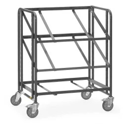 fetra® ESD-Eurokasten-Etagenwagen, TK 250 kg, 3 Ladeflächen à 610 x 820 mm, ohne Böden