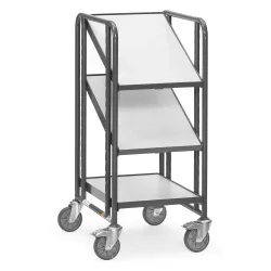 fetra® ESD-Eurokasten-Etagenwagen, TK 250 kg, 3 Ladeflächen à 410 x 610 mm, mit Böden