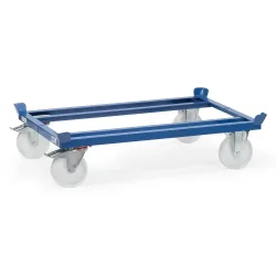 fetra® Fahrgestell mit Fangecken, TK 1.000 kg, für Paletten 1.200 x 1.000 mm, Polyamid-Bereifung