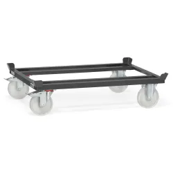 fetra® Fahrgestell mit Fangecken, TK 1.000 kg, für Paletten 1.200 x 800 mm, Polyamid-Bereifung, anthrazitgrau
