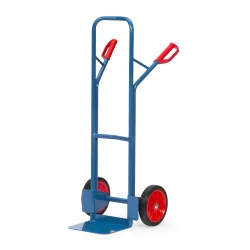 fetra® Stapelkarre, Höhe 1.300 mm, Tragkraft 300 kg, Schaufel BxT 320 x 250 mm, mit Querbügel oben, Vollgummi-Bereifung