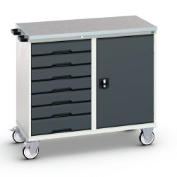 bott verso Montagewagen, mit 7 Schubladen, Tür und Linoleum-Top, BxTxH: 1050 x 600 x 980 mm