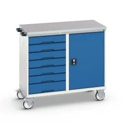 bott verso Montagewagen, mit 7 Schubladen, Tür und Linoleum-Top, BxTxH: 1050 x 600 x 980 mm