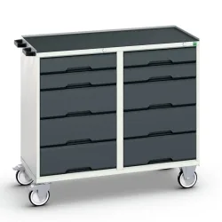 bott verso Montagewagen, mit 10 Schubladen und Abrollrand, BxTxH: 1050 x 550 x 965 mm