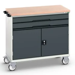 bott verso Werkstattwagen, mit 2 Schubaden, Tür und Multiplex-Top, BxTxH: 1050 x 600 x 980 mm