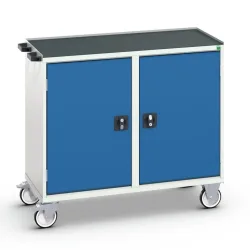 bott verso Montagewagen, mit 2 Türen, Fachböden und Abrollrand, BxTxH: 1050 x 550 x 965 mm