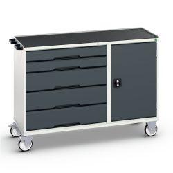bott verso Montagewagen, mit 5 Schubladen, Tür und Abrollrand, BxTxH: 1300 x 550 x 965 mm