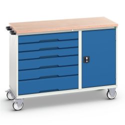 bott verso Montagewagen, mit 6 Schubladen, Tür und Multiplex-Top, BxTxH: 1300 x 600 x 980 mm