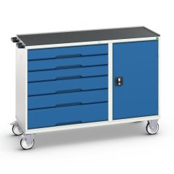 bott verso Montagewagen, mit 6 Schubladen, Tür und Abrollrand, BxTxH: 1300 x 550 x 965 mm