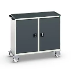 bott verso Montagewagen, mit 2 Türen, Fachböden und Abrollrand, BxTxH: 1050 x 550 x 965 mm
