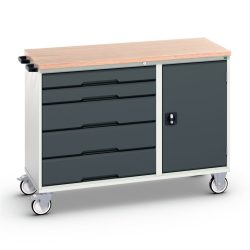 bott verso Montagewagen, mit 5 Schubladen, Tür und Multiplex-Top, BxTxH: 1300 x 600 x 980 mm