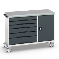 bott verso Montagewagen, mit 6 Schubladen, Tür und Linoleum-Top, BxTxH: 1300 x 600 x 980 mm