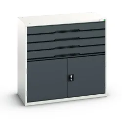 bott verso Schubladenschrank mit Flügeltür, mit 4 Schubladen und Fachboden, BxTxH: 1050 x 550 x 1000 mm