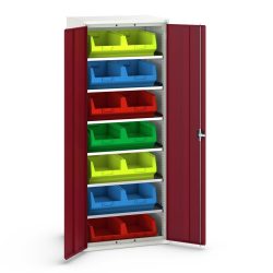 bott verso Magazinschrank, mit 6 Fachböden und 14 Sichtlagerkästen, BxTxH: 800 x 550 x 2000 mm