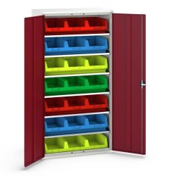 bott verso Magazinschrank, mit 6 Fachböden und 21 Sichtlagerkästen, BxTxH: 1050 x550 x 2000 mm