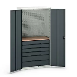 bott verso Flügeltürschrank mit 6 Schubladen, mit Rückwand und Arbeitsplatte, BxTxH: 1050 x550 x 2000 mm
