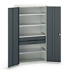 bott verso Flügeltürschrank mit Schubladen, mit 4 Fachböden und 2 Schubladen, BxTxH: 1050 x550 x 2000 mm