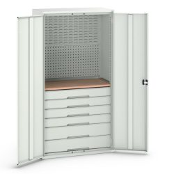 bott verso Flügeltürschrank mit 6 Schubladen, mit Rückwand und Arbeitsplatte, BxTxH: 1050 x550 x 2000 mm
