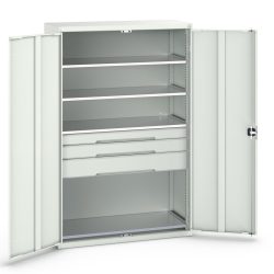 bott verso Flügeltürschrank mit Schubladen, mit 4 Fachböden und 3 Schubladen, BxTxH: 1300 x 550 x 2000 mm